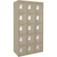 Assembled Clean Line Personal Effects Lockers, 5 -tier, Bank of 3, 15" x 72" x 36", Steel Seaboard Timber Mart