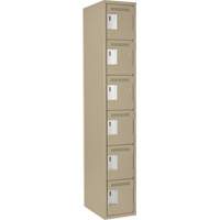 Clean Line Lockerette, 6 -tier, 12" x 18" x 72", Steel, Beige, Rivet (Assembled) Seaboard Timber Mart