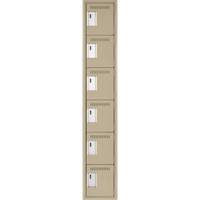 Clean Line Lockerette, 6 -tier, 12" x 18" x 72", Steel, Beige, Rivet (Assembled) Seaboard Timber Mart