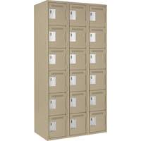 Clean Line Lockerette, 6 -tier, Bank of 3, 36" x 18" x 72", Steel, Beige, Rivet (Assembled) Seaboard Timber Mart