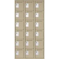 Clean Line Lockerette, 6 -tier, Bank of 3, 36" x 18" x 72", Steel, Beige, Rivet (Assembled) Seaboard Timber Mart