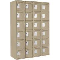 Clean Line Lockerette, 6 -tier, Bank of 4, 48" x 18" x 72", Steel, Beige, Rivet (Assembled) Seaboard Timber Mart