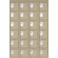 Clean Line Lockerette, 6 -tier, Bank of 4, 48" x 18" x 72", Steel, Beige, Rivet (Assembled) Seaboard Timber Mart