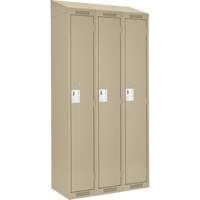 Clean Line Lockers, Bank of 3, 36" x 12" x 78", Steel, Beige, Rivet (Assembled) Seaboard Timber Mart
