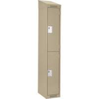 Clean Line Lockers, 2 -tier, 12" x 18" x 78", Steel, Beige, Rivet (Assembled) Seaboard Timber Mart
