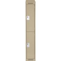 Clean Line Lockers, 2 -tier, 12" x 18" x 78", Steel, Beige, Rivet (Assembled) Seaboard Timber Mart