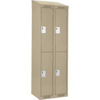 Clean Line Lockers, 2 -tier, Bank of 2, 24" x 18" x 78", Steel, Beige, Rivet (Assembled) Seaboard Timber Mart