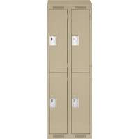 Clean Line Lockers, 2 -tier, Bank of 2, 24" x 18" x 78", Steel, Beige, Rivet (Assembled) Seaboard Timber Mart