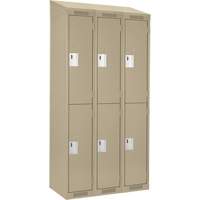Clean Line Lockers, 2 -tier, Bank of 3, 36" x 18" x 78", Steel, Beige, Rivet (Assembled) Seaboard Timber Mart