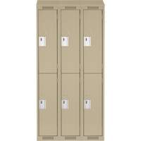 Clean Line Lockers, 2 -tier, Bank of 3, 36" x 18" x 78", Steel, Beige, Rivet (Assembled) Seaboard Timber Mart
