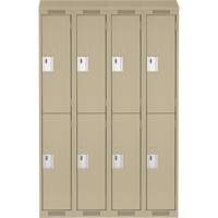 Clean Line Lockers, 2 -tier, Bank of 4, 48" x 18" x 78", Steel, Beige, Rivet (Assembled) Seaboard Timber Mart