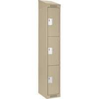 Clean Line Lockers, 3 -tier, 12" x 18" x 78", Steel, Beige, Rivet (Assembled) Seaboard Timber Mart