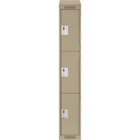 Clean Line Lockers, 3 -tier, 12" x 18" x 78", Steel, Beige, Rivet (Assembled) Seaboard Timber Mart