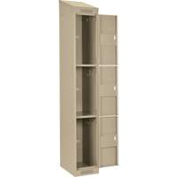 Clean Line Lockers, 3 -tier, 12" x 18" x 78", Steel, Beige, Rivet (Assembled) Seaboard Timber Mart