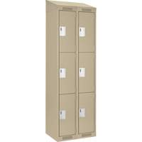 Clean Line Lockers, 3 -tier, Bank of 2, 24" x 18" x 78", Steel, Beige, Rivet (Assembled) Seaboard Timber Mart