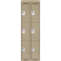 Clean Line Lockers, 3 -tier, Bank of 2, 24" x 18" x 78", Steel, Beige, Rivet (Assembled) Seaboard Timber Mart