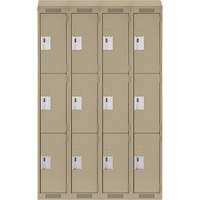 Casiers Clean Line, 3 niveaux, Bloc de 4, 48" x 18" x 78", Acier, Beige, Rivet (assembl&eacute;) Seaboard Timber Mart