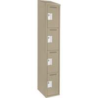 Clean Line Lockers, 4 -tier, 12" x 18" x 78", Steel, Beige, Rivet (Assembled) Seaboard Timber Mart