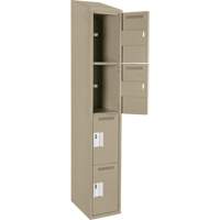 Clean Line Lockers, 4 -tier, 12" x 18" x 78", Steel, Beige, Rivet (Assembled) Seaboard Timber Mart