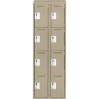Casiers Clean Line, 4 niveaux, Bloc de 2, 24" x 18" x 78", Acier, Beige, Rivet (assembl&eacute;) Seaboard Timber Mart