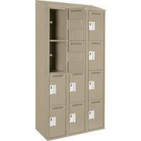 Clean Line Lockers, 4 -tier, Bank of 3, 36" x 18" x 78", Steel, Beige, Rivet (Assembled) Seaboard Timber Mart