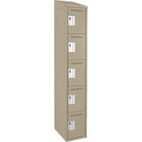 Clean Line Lockers, 5 -tier, 12" x 18" x 78", Steel, Beige, Rivet (Assembled) Seaboard Timber Mart