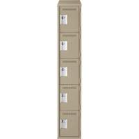 Clean Line Lockers, 5 -tier, 12" x 18" x 78", Steel, Beige, Rivet (Assembled) Seaboard Timber Mart