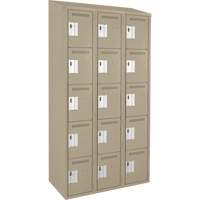 Clean Line Lockers, 5 -tier, Bank of 3, 36" x 18" x 78", Steel, Beige, Rivet (Assembled) Seaboard Timber Mart
