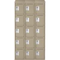 Clean Line Lockers, 5 -tier, Bank of 3, 36" x 18" x 78", Steel, Beige, Rivet (Assembled) Seaboard Timber Mart
