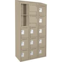 Clean Line Lockers, 5 -tier, Bank of 3, 36" x 18" x 78", Steel, Beige, Rivet (Assembled) Seaboard Timber Mart