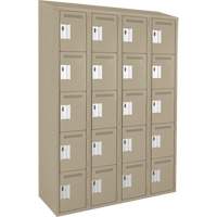 Clean Line Lockers, 5 -tier, Bank of 4, 48" x 18" x 78", Steel, Beige, Rivet (Assembled) Seaboard Timber Mart