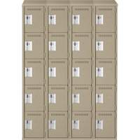 Clean Line Lockers, 5 -tier, Bank of 4, 48" x 18" x 78", Steel, Beige, Rivet (Assembled) Seaboard Timber Mart