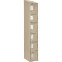Clean Line Lockerette, 6 -tier, 12" x 18" x 78", Steel, Beige, Rivet (Assembled) Seaboard Timber Mart
