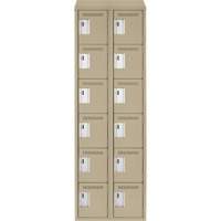 Clean Line Lockerette, 6 -tier, Bank of 2, 24" x 18" x 78", Steel, Beige, Rivet (Assembled) Seaboard Timber Mart
