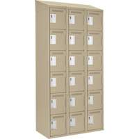 Clean Line Lockerette, 6 -tier, Bank of 3, 36" x 18" x 78", Steel, Beige, Rivet (Assembled) Seaboard Timber Mart