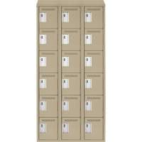 Clean Line Lockerette, 6 -tier, Bank of 3, 36" x 18" x 78", Steel, Beige, Rivet (Assembled) Seaboard Timber Mart