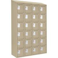 Clean Line Lockerette, 6 -tier, Bank of 4, 48" x 18" x 78", Steel, Beige, Rivet (Assembled) Seaboard Timber Mart