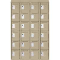 Clean Line Lockerette, 6 -tier, Bank of 4, 48" x 18" x 78", Steel, Beige, Rivet (Assembled) Seaboard Timber Mart