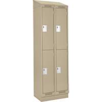 Casiers Clean Line, 2 niveaux, Bloc de 2, 24" x 18" x 82", Acier, Beige, Rivet (assembl&eacute;) Seaboard Timber Mart