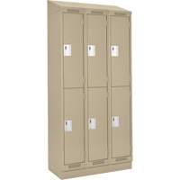Clean Line Lockers, 2 -tier, Bank of 3, 36" x 18" x 82", Steel, Beige, Rivet (Assembled) Seaboard Timber Mart