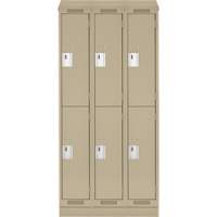 Clean Line Lockers, 2 -tier, Bank of 3, 36" x 18" x 82", Steel, Beige, Rivet (Assembled) Seaboard Timber Mart