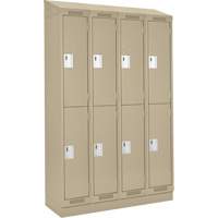 Clean Line Lockers, 2 -tier, Bank of 4, 48" x 18" x 82", Steel, Beige, Rivet (Assembled) Seaboard Timber Mart
