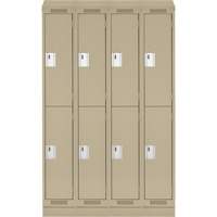 Clean Line Lockers, 2 -tier, Bank of 4, 48" x 18" x 82", Steel, Beige, Rivet (Assembled) Seaboard Timber Mart
