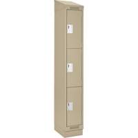 Clean Line Lockers, 3 -tier, 12" x 18" x 82", Steel, Beige, Rivet (Assembled) Seaboard Timber Mart