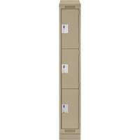 Clean Line Lockers, 3 -tier, 12" x 18" x 82", Steel, Beige, Rivet (Assembled) Seaboard Timber Mart