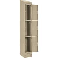 Clean Line Lockers, 3 -tier, 12" x 18" x 82", Steel, Beige, Rivet (Assembled) Seaboard Timber Mart