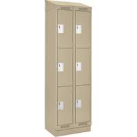 Clean Line Lockers, 3 -tier, Bank of 2, 24" x 18" x 82", Steel, Beige, Rivet (Assembled) Seaboard Timber Mart