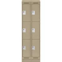 Clean Line Lockers, 3 -tier, Bank of 2, 24" x 18" x 82", Steel, Beige, Rivet (Assembled) Seaboard Timber Mart