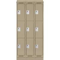 Clean Line Lockers, 3 -tier, Bank of 3, 36" x 18" x 82", Steel, Beige, Rivet (Assembled) Seaboard Timber Mart