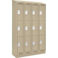 Clean Line Lockers, 3 -tier, Bank of 4, 48" x 18" x 82", Steel, Beige, Rivet (Assembled) Seaboard Timber Mart